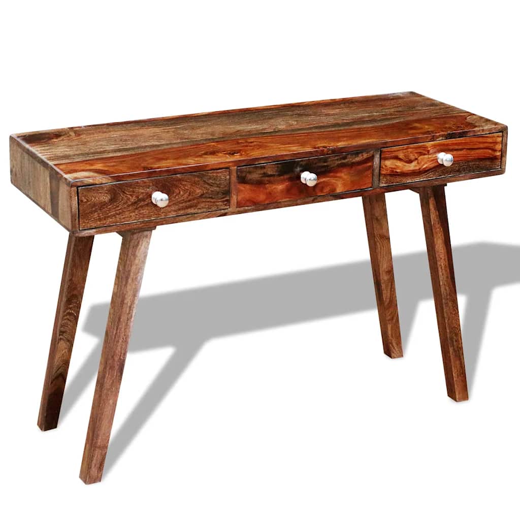 Tavolo Consolle con 3 Cassetti 76 cm Legno Massello di Acacia