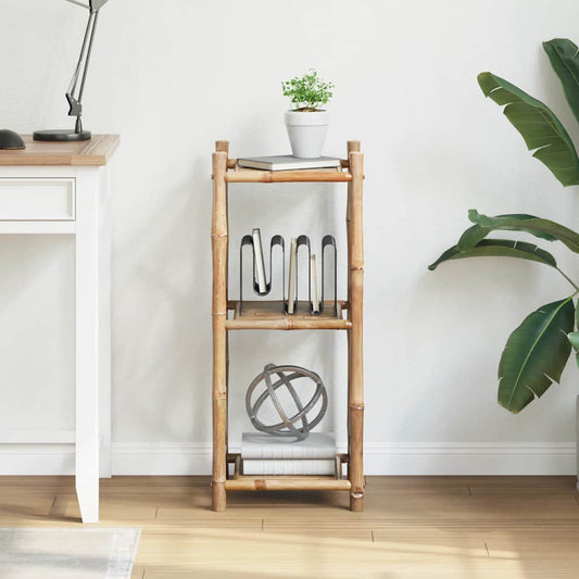 Scaffale a 3 Piani Quadrati in Legno di Bambù