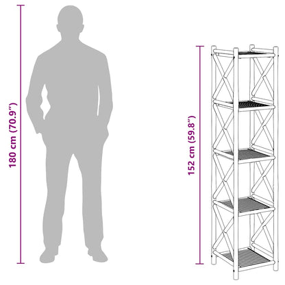 Scaffale a 5 Piani in Legno di Bambù