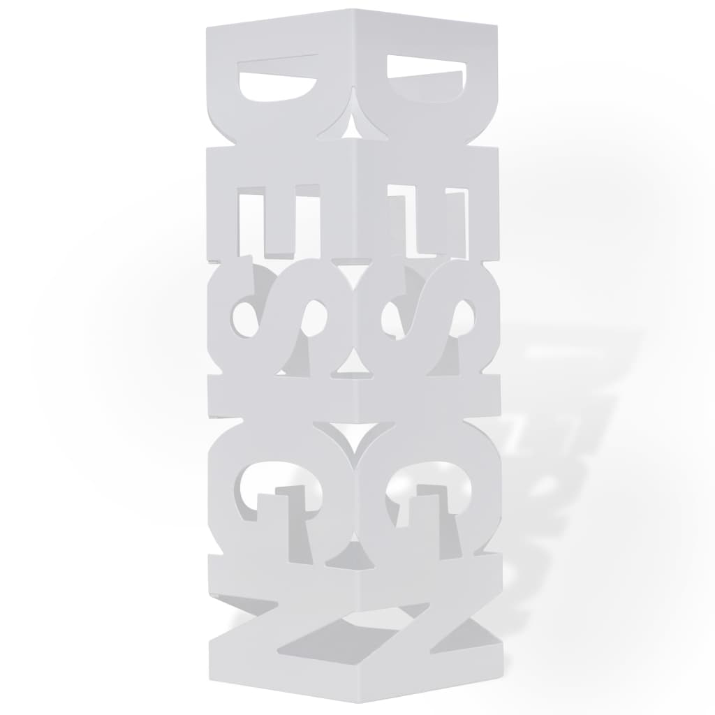 Portaombrelli Bastoni Passeggio Quadrato Acciaio 48,5 cm Bianco - homemem39