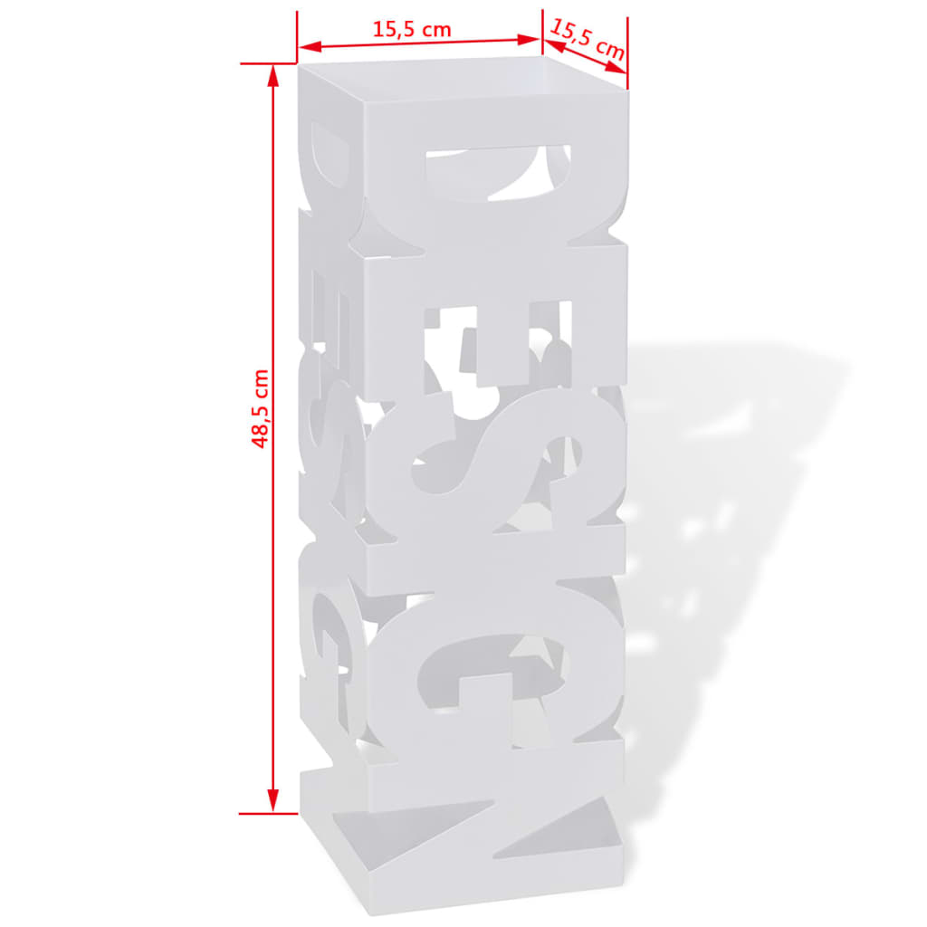 Portaombrelli Bastoni Passeggio Quadrato Acciaio 48,5 cm Bianco | homemem39