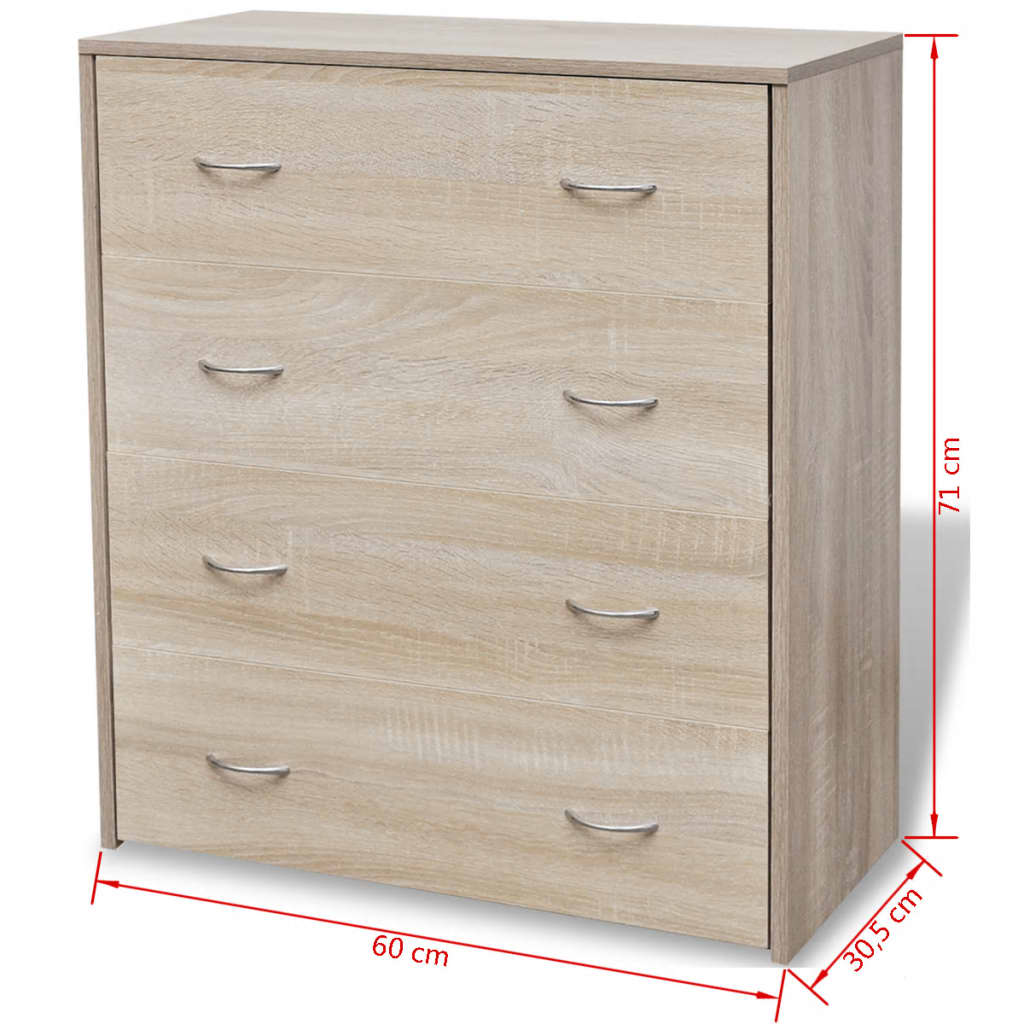 Credenza con 4 Cassetti 60x30,5x71 cm Colore Rovere - homemem39