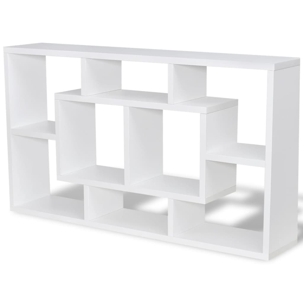Espositore da Parete Galleggiante 8 Scomparti Bianco | homemem39