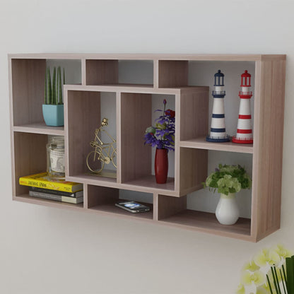 Espositore da Parete Pensile 8 Scomparti Color Rovere | homemem39
