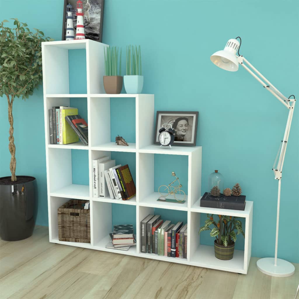 Libreria / Scaffale Espositore a Scala 142 cm Bianco | homemem39