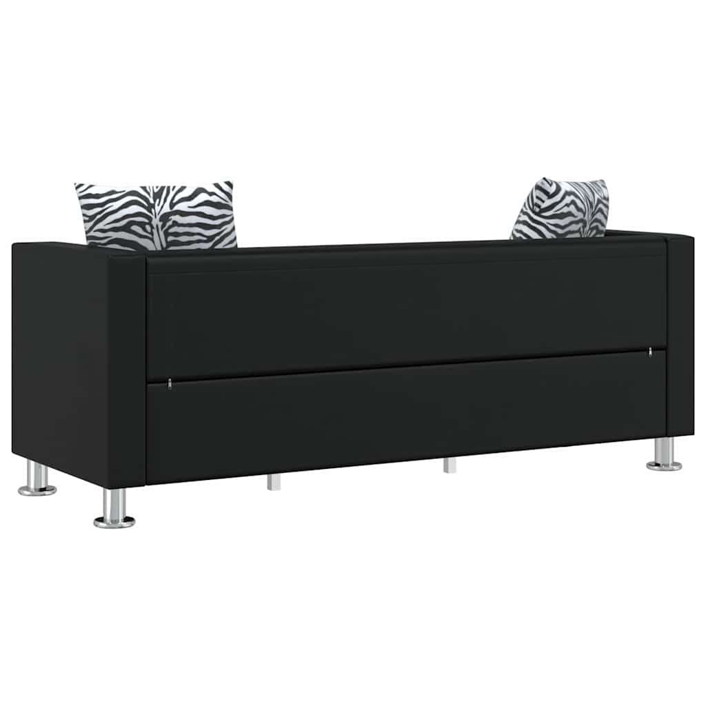 Set Divani a 3 e a 2 Posti in Similpelle Nero