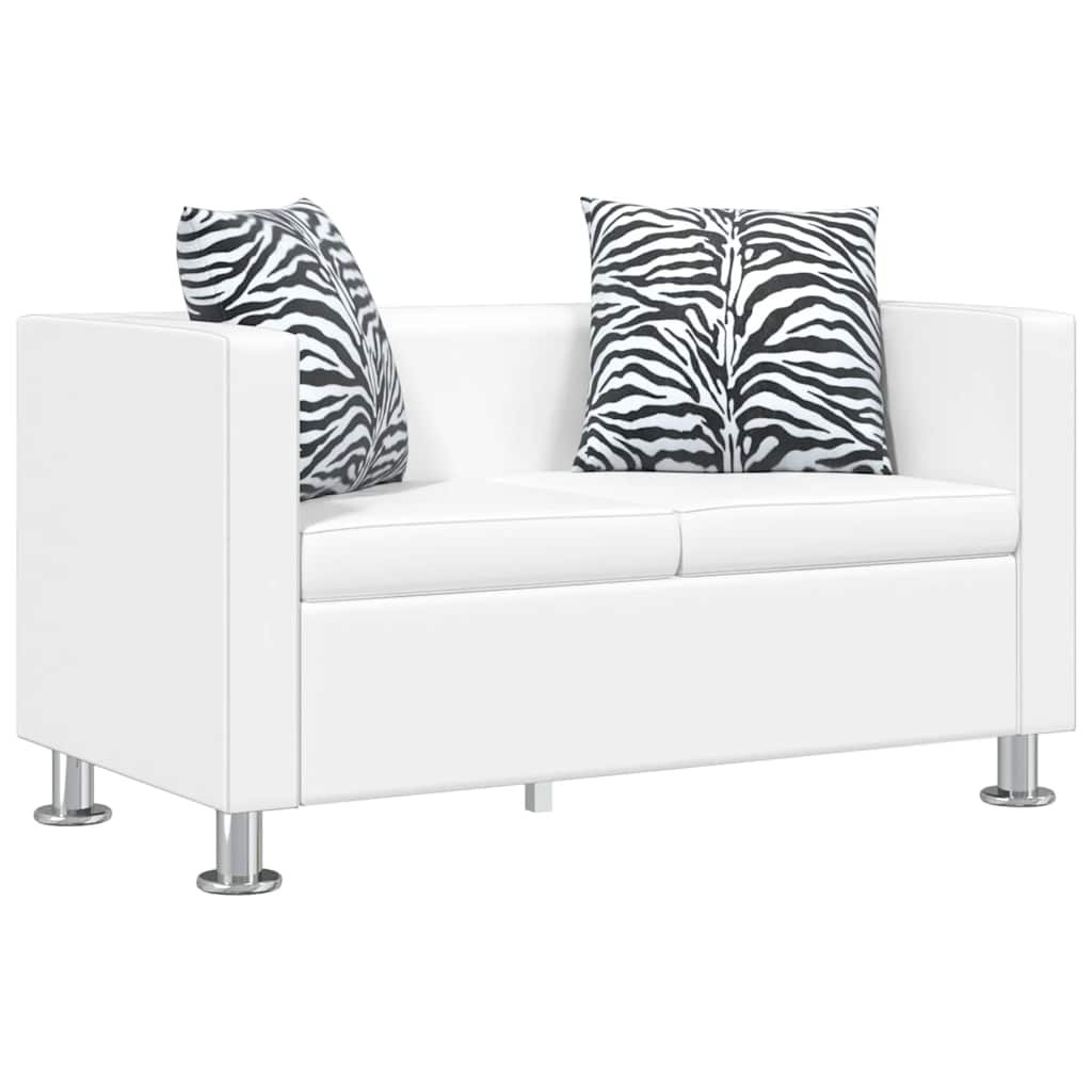 Set Divani a 2 e a 3 Posti in Similpelle Bianco