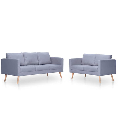 Set Divani a 2 e a 3 Posti in Tessuto Grigio Chiaro - homemem39