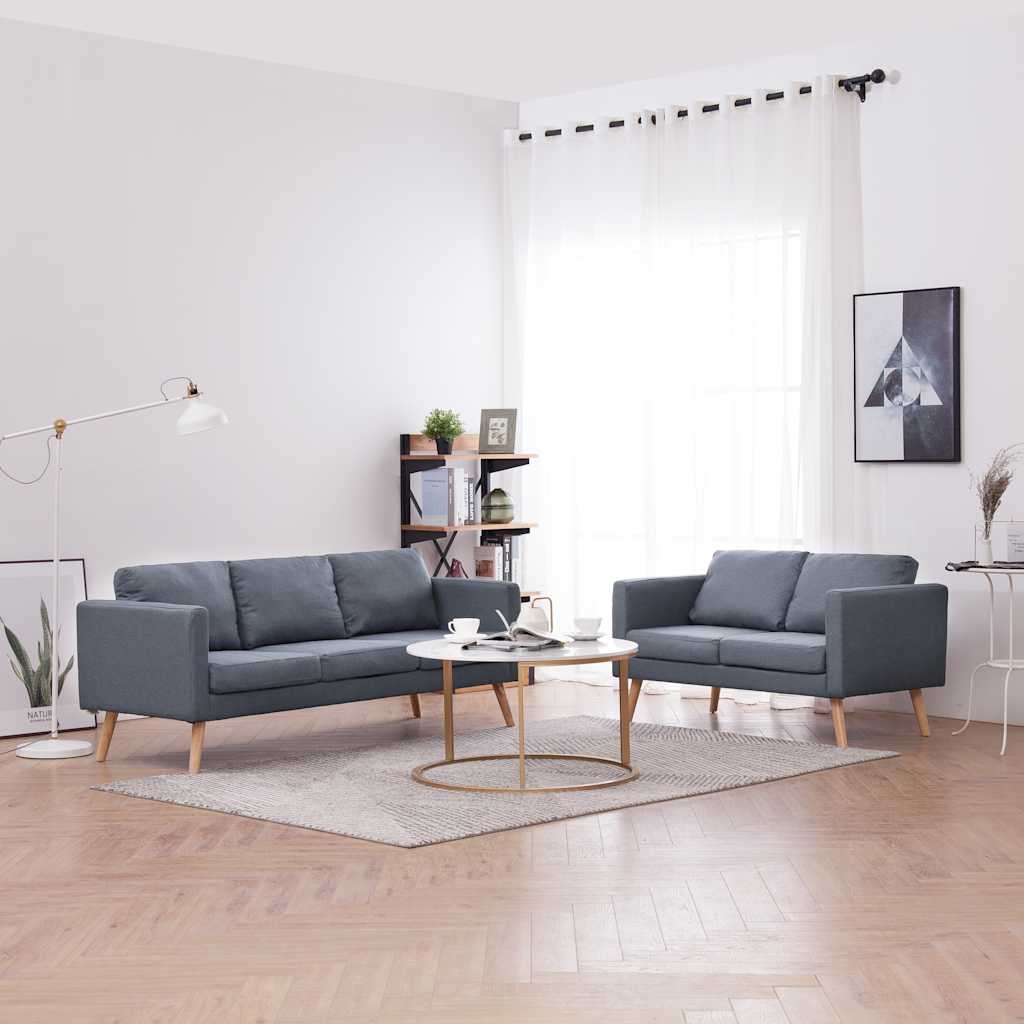 Set Divani a 2 e a 3 Posti in Tessuto Grigio Scuro - homemem39