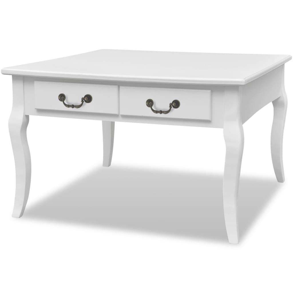 Tavolino da Salotto con 4 Cassetti Bianco | homemem39