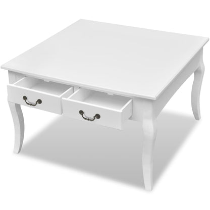 Tavolino da Salotto con 4 Cassetti Bianco | homemem39