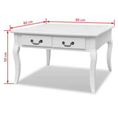 Tavolino da Salotto con 4 Cassetti Bianco | homemem39