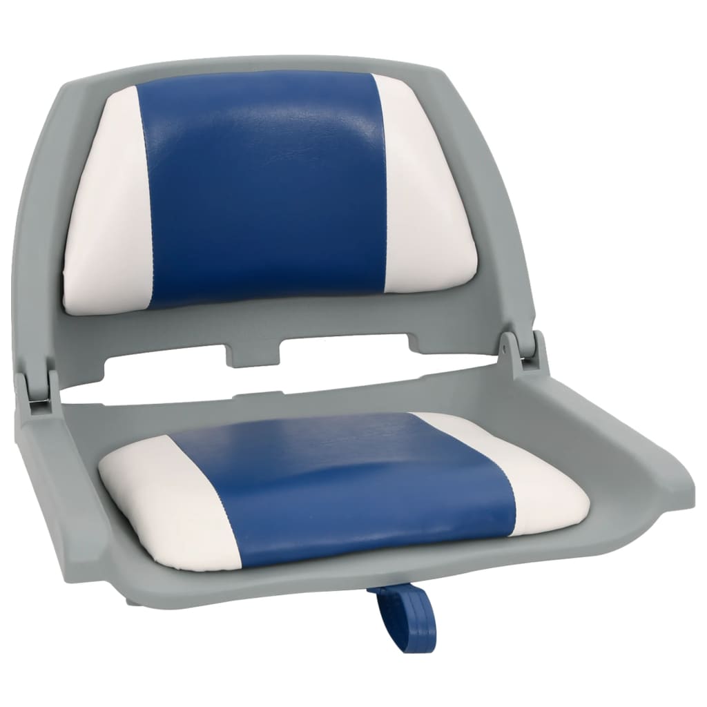 Set Sedile per Barca Pieghevole 2pz con Cuscino Blu-Bianco