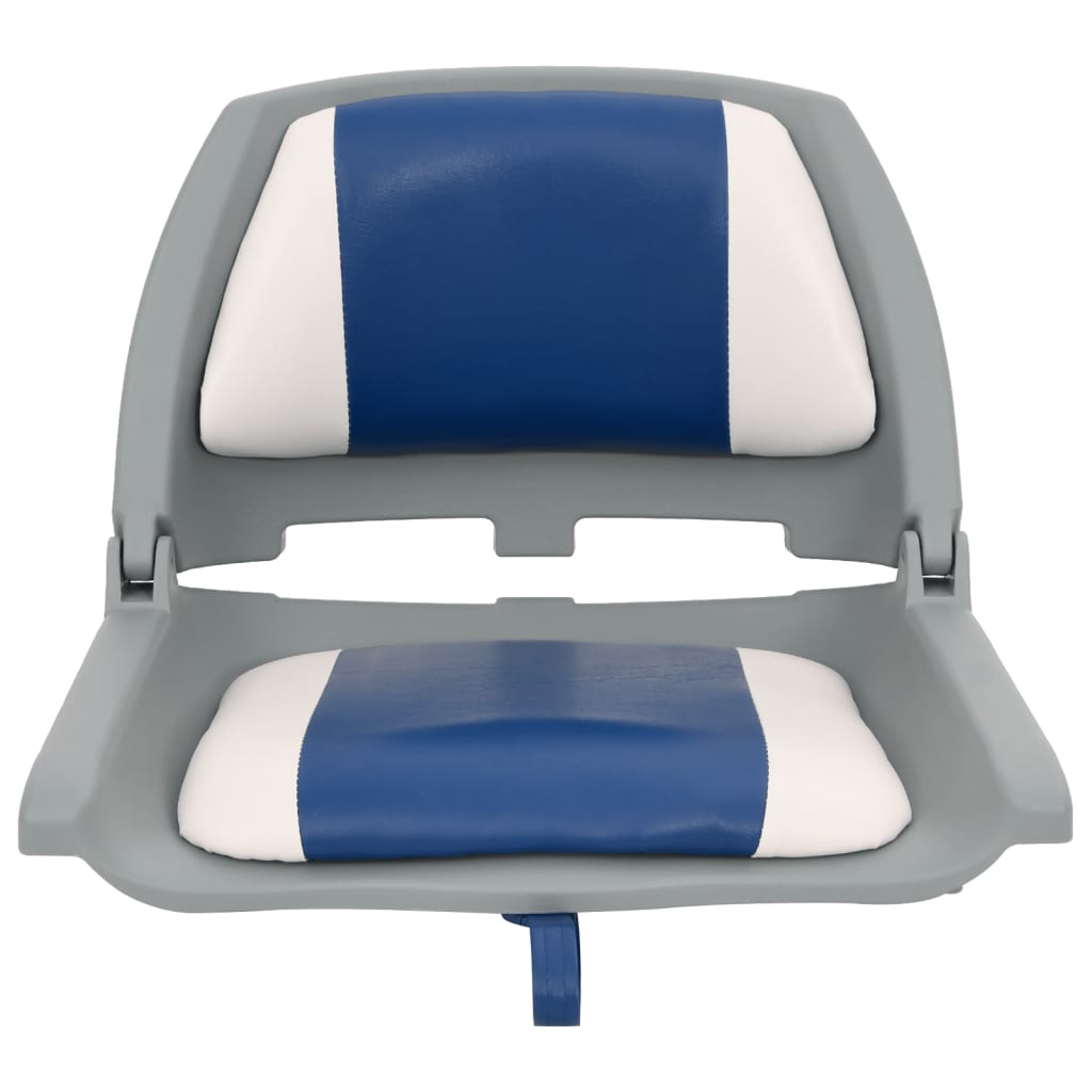 Set Sedile per Barca Pieghevole 2pz con Cuscino Blu-Bianco | homemem39