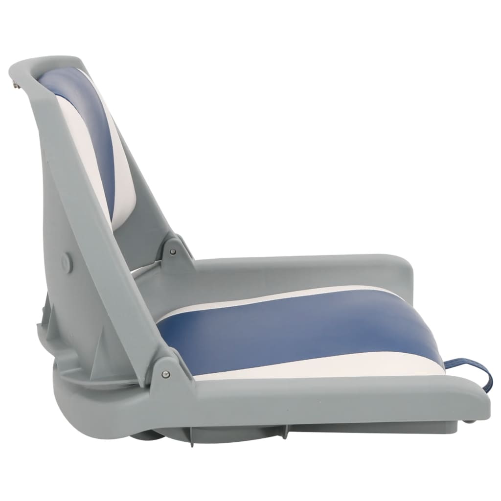 Set Sedile per Barca Pieghevole 2pz con Cuscino Blu-Bianco | homemem39