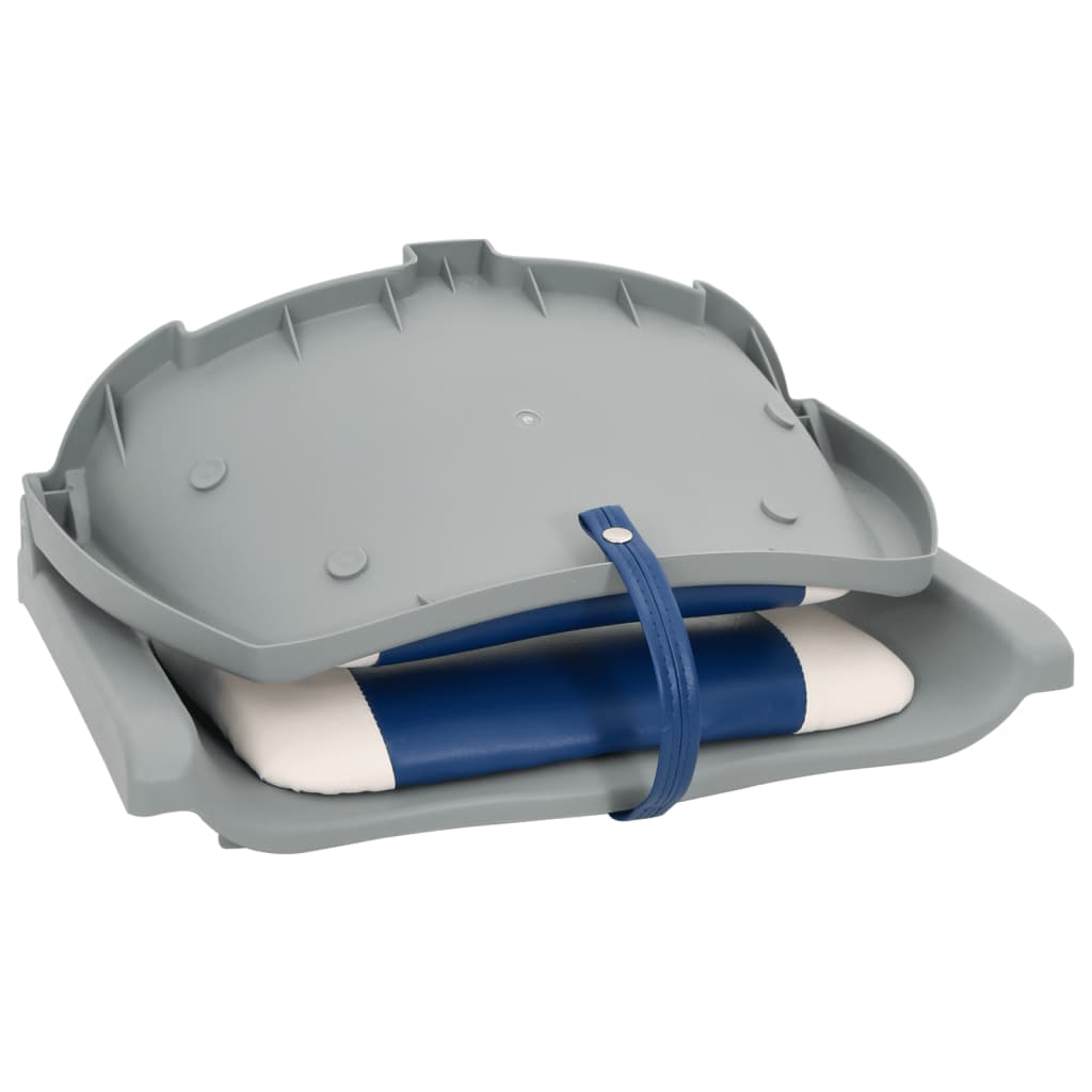 Set Sedile per Barca Pieghevole 4pz con Cuscino Blu-Bianco | homemem39
