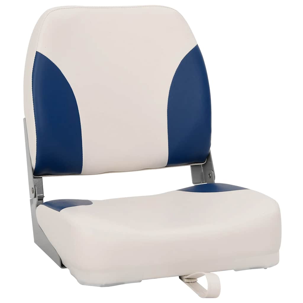 Set di 2 Sedili Pieghevoli per Barca con Cuscino Blu-Bianco