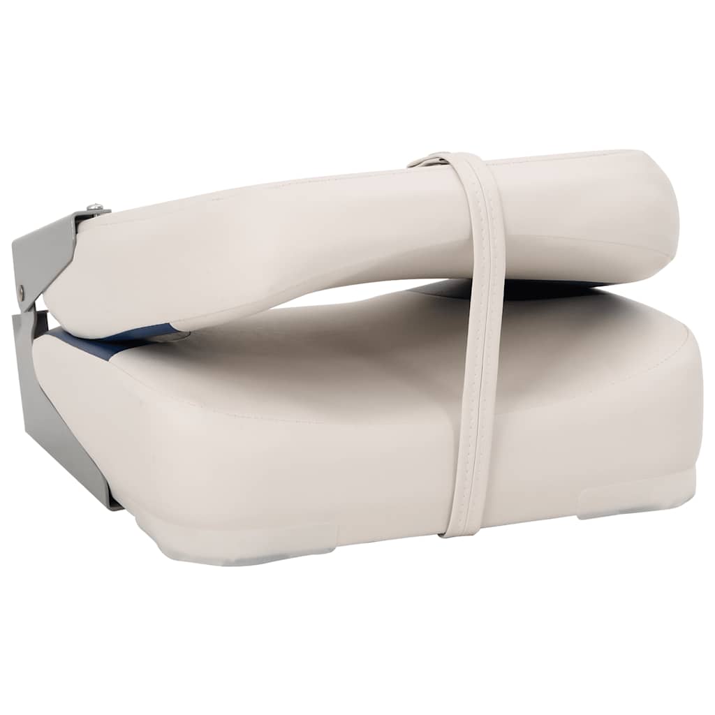Set di 2 Sedili Pieghevoli per Barca con Cuscino Blu-Bianco
