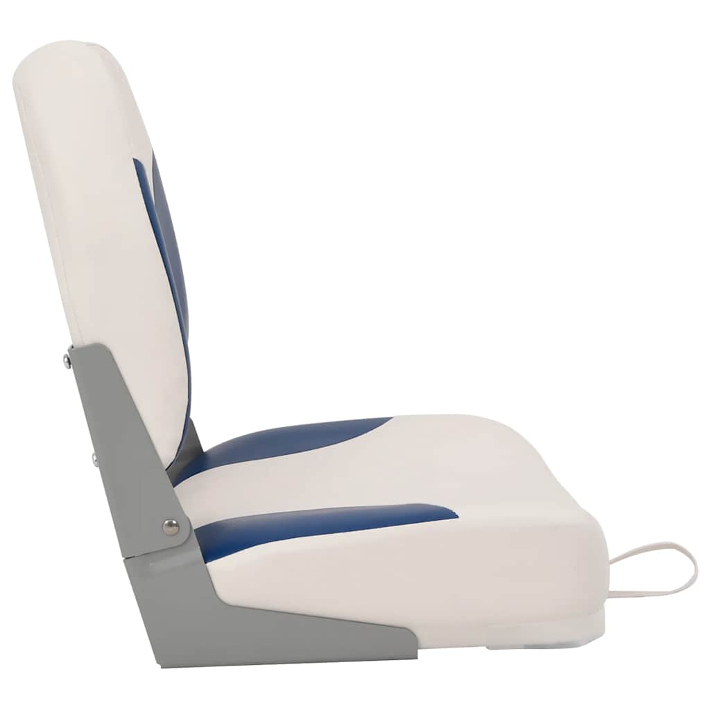 Set di 2 Sedili Pieghevoli per Barca con Cuscino Blu-Bianco