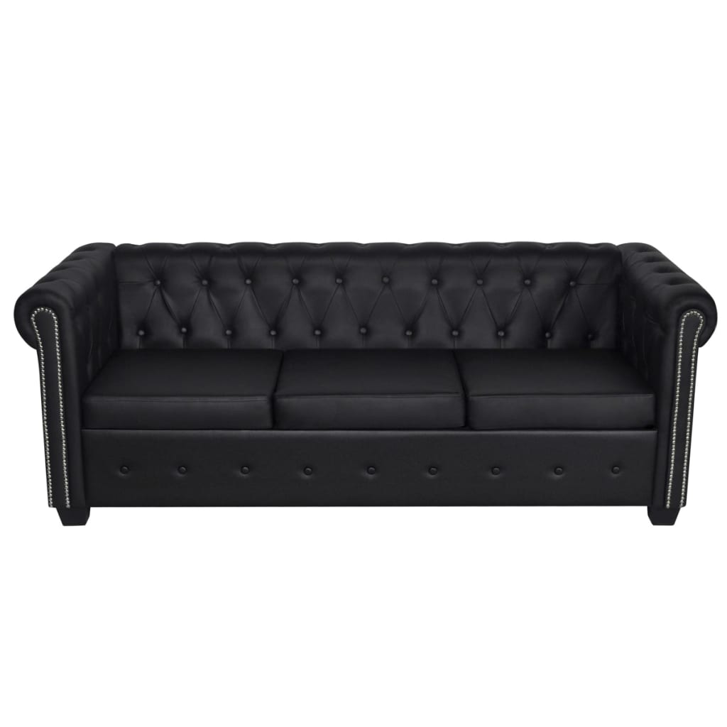 Divani Chesterfield a 2 Posti e a 3 Posti in Similpelle Nero