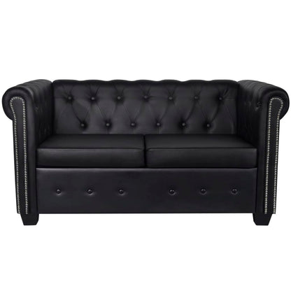 Divani Chesterfield a 2 Posti e a 3 Posti in Similpelle Nero