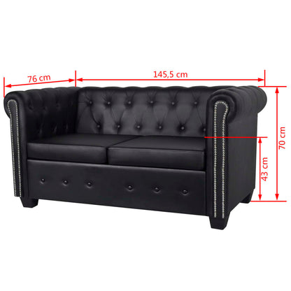 Divani Chesterfield a 2 Posti e a 3 Posti in Similpelle Nero