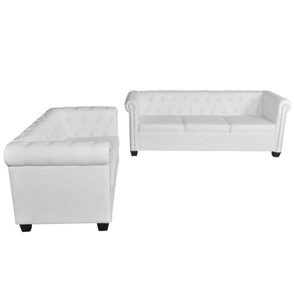 Divani Chesterfield a 2 Posti e a 3 Posti in Similpelle Bianco