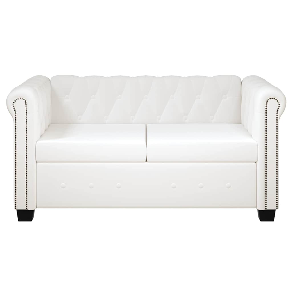 Divani Chesterfield a 2 Posti e a 3 Posti in Similpelle Bianco - homemem39