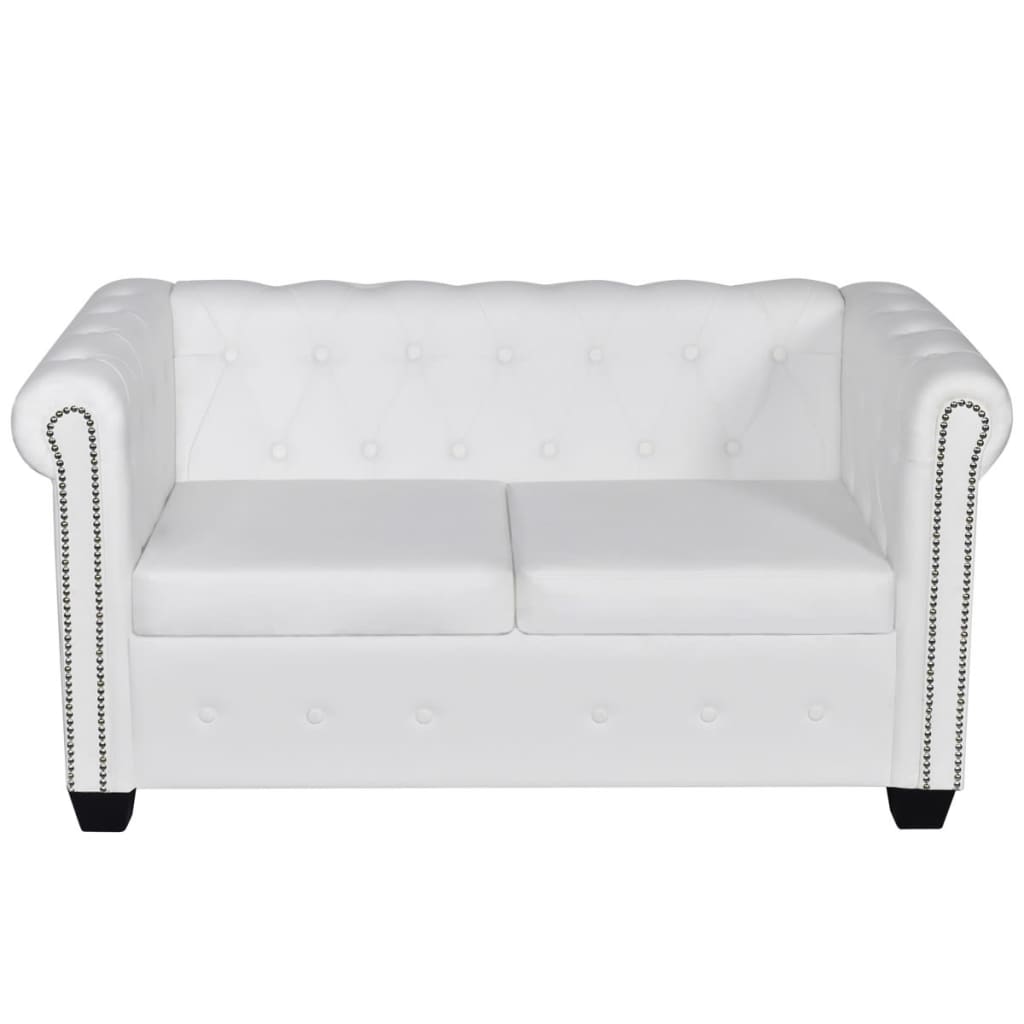 vidaXL Divani Chesterfield a 2 Posti e a 3 Posti in Similpelle Bianco