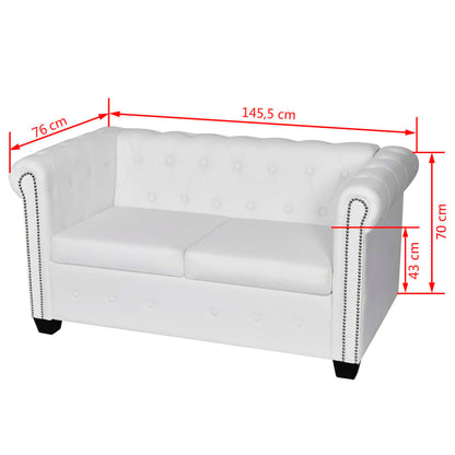 vidaXL Divani Chesterfield a 2 Posti e a 3 Posti in Similpelle Bianco