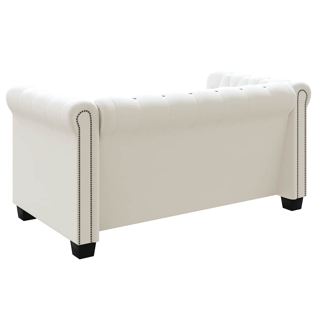 Divani Chesterfield a 2 Posti e a 3 Posti in Similpelle Bianco - homemem39