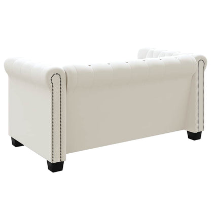Divani Chesterfield a 2 Posti e a 3 Posti in Similpelle Bianco - homemem39