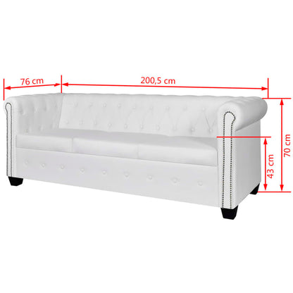 vidaXL Divani Chesterfield a 2 Posti e a 3 Posti in Similpelle Bianco