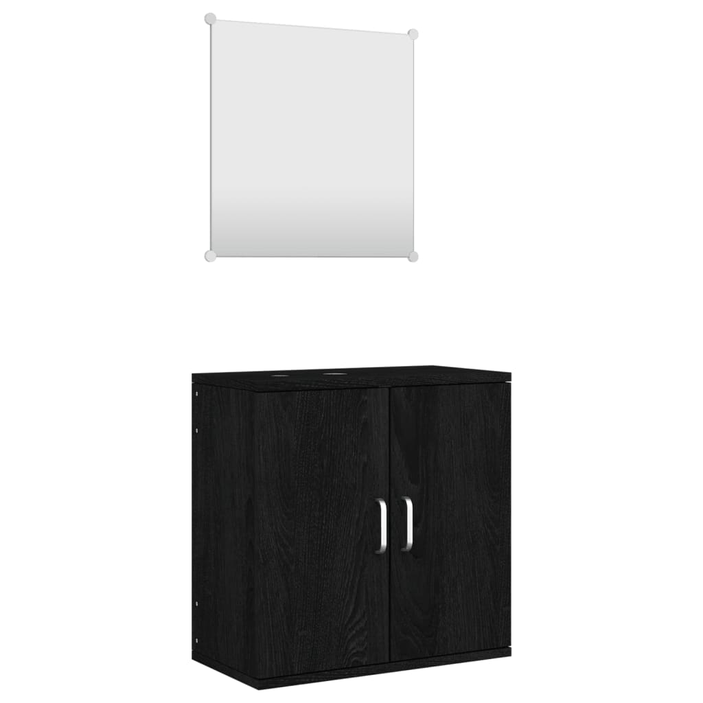 Set Mobili da Bagno 2 pz Nero in Legno Multistrato | homemem39