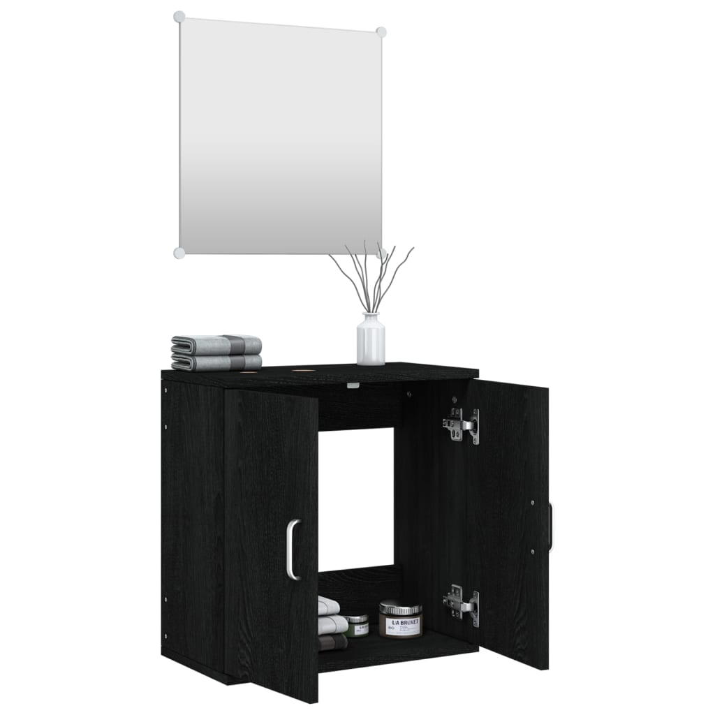 Set Mobili da Bagno 2 pz Nero in Legno Multistrato | homemem39