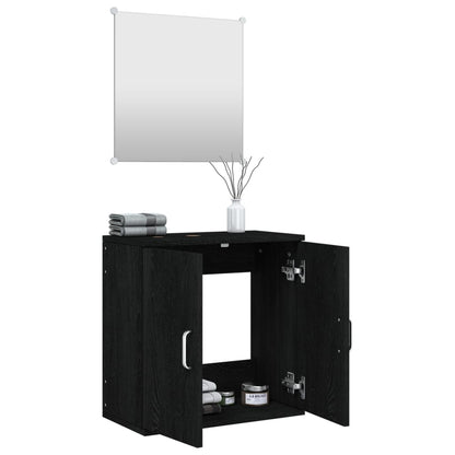 Set Mobili da Bagno 2 pz Nero in Legno Multistrato | homemem39