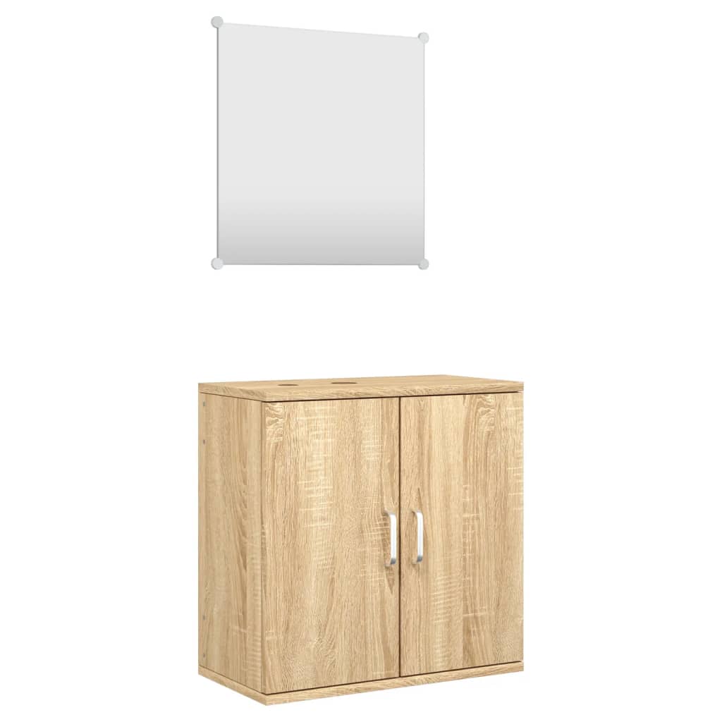 Set Mobili da Bagno 2 pz Rovere in Legno Multistrato | homemem39