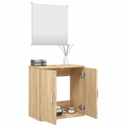 Set Mobili da Bagno 2 pz Rovere in Legno Multistrato | homemem39