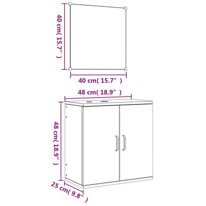 Set Mobili da Bagno 2 pz Rovere in Legno Multistrato | homemem39