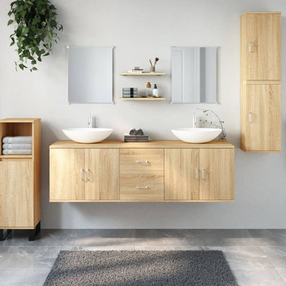 Set Mobili da Bagno 7 pz Rovere in Legno Multistrato | homemem39