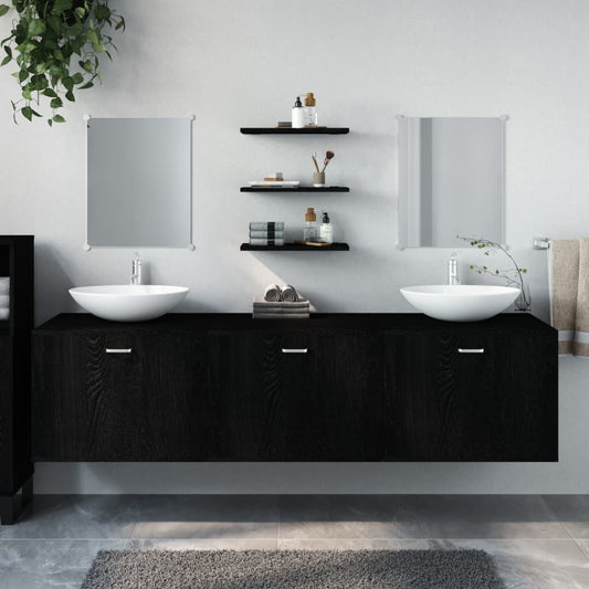 Set Mobili da Bagno 6 pz Nero in Legno Multistrato | homemem39