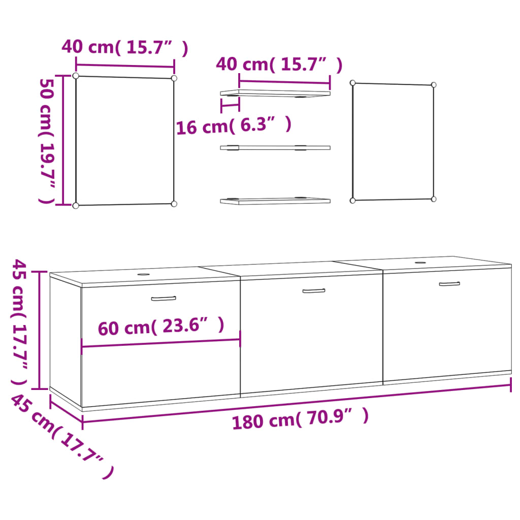 Set Mobili da Bagno 6 pz Rovere in Legno Multistrato | homemem39