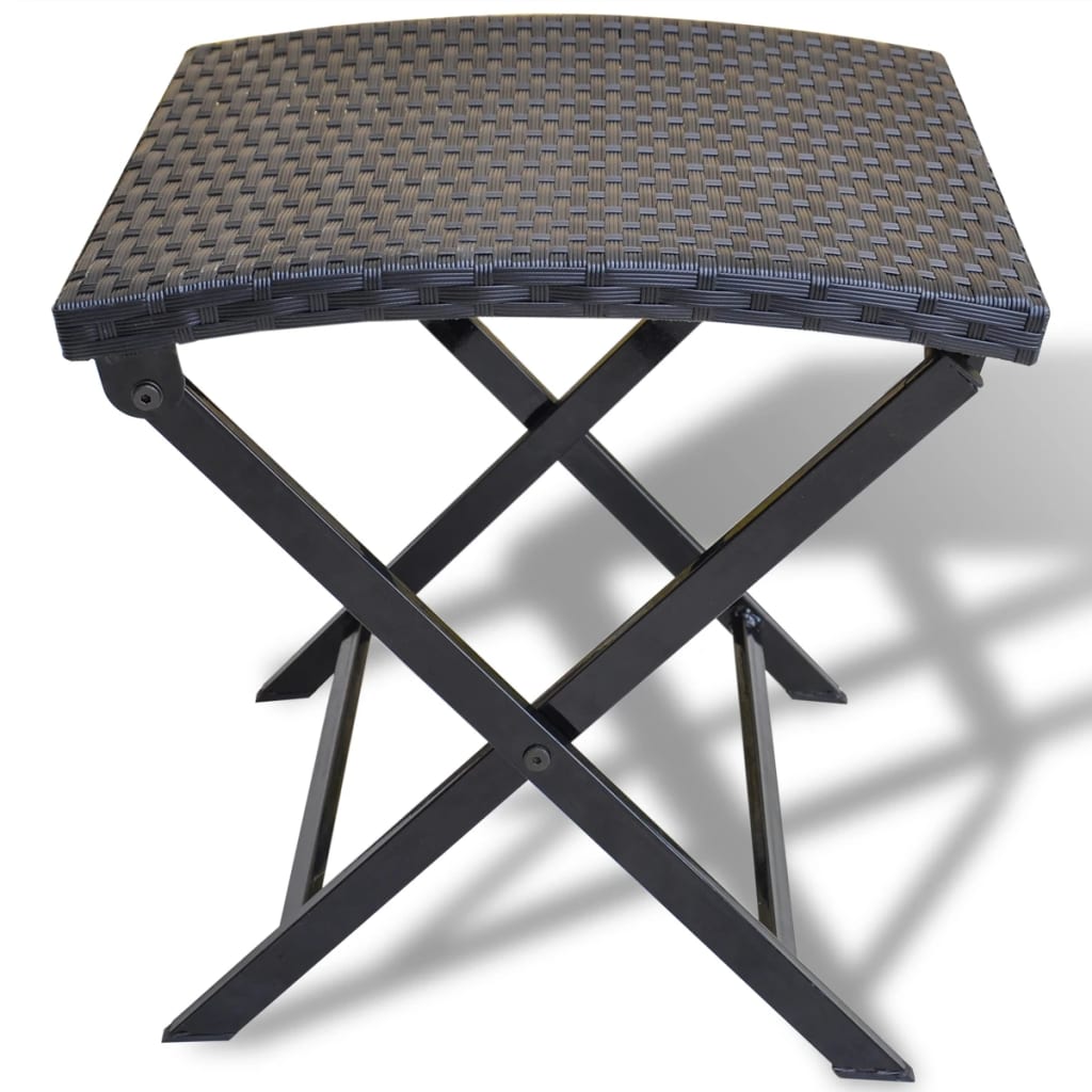 Sgabello Pieghevole in Polyrattan Nero - homemem39