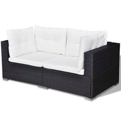 Set Divani da Giardino 5 pz con Cuscini in Polyrattan Nero - homemem39