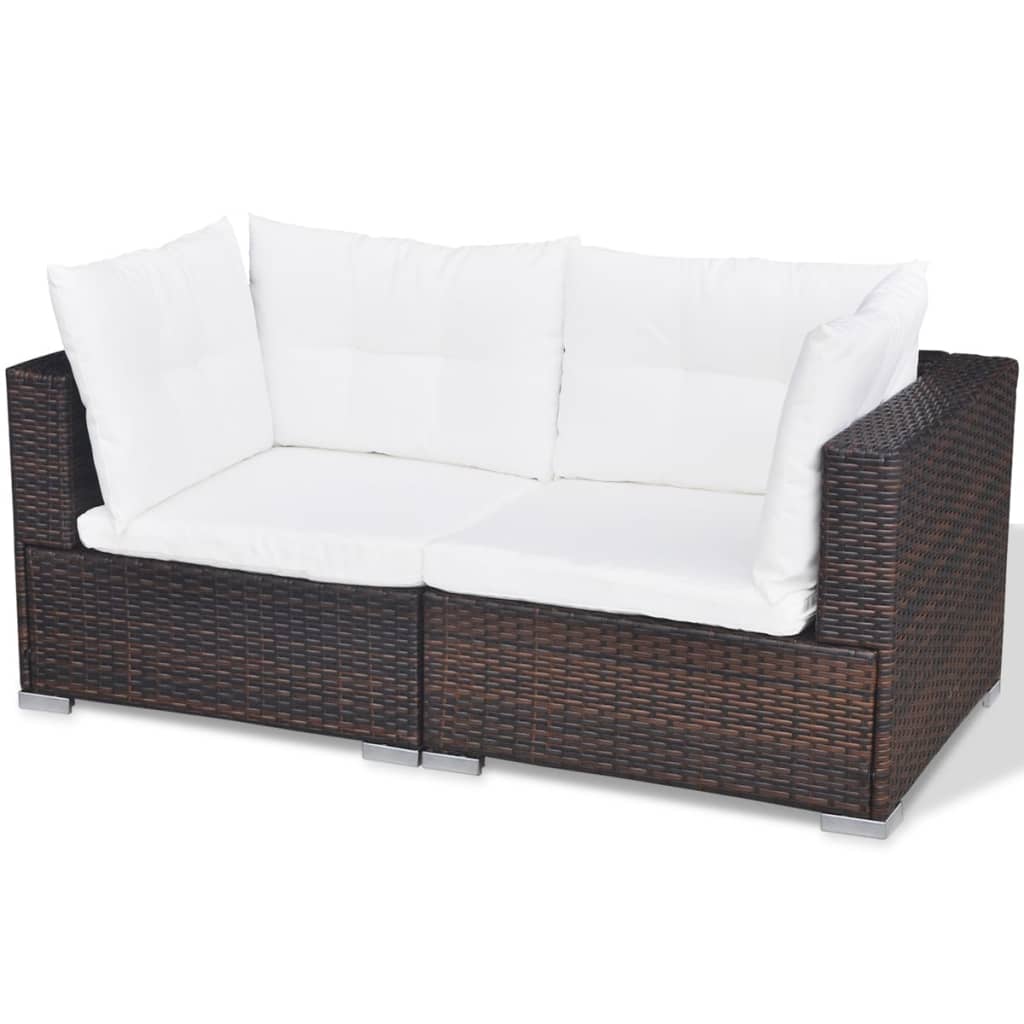 Set Divani da Giardino 10 pz con Cuscini in Polyrattan Marrone - homemem39