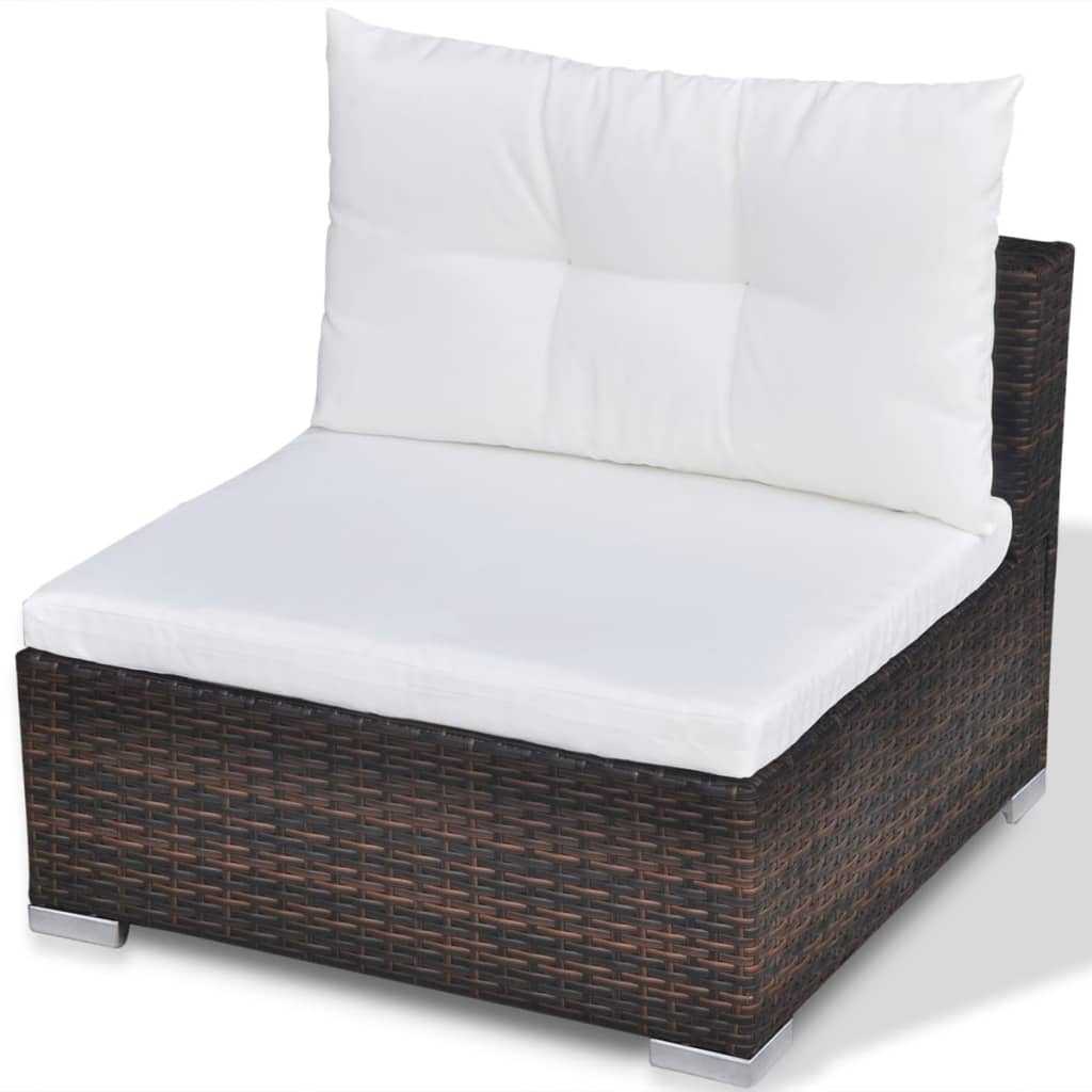 Set Divani da Giardino 10 pz con Cuscini in Polyrattan Marrone - homemem39