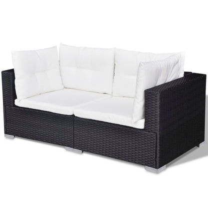 Set Divani da Giardino 10 pz con Cuscini in Polyrattan Nero - homemem39