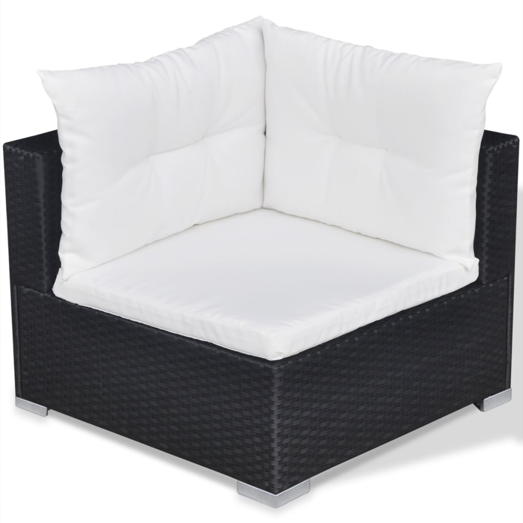Set Divani da Giardino 10 pz con Cuscini in Polyrattan Nero - homemem39