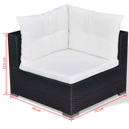 Set Divani da Giardino 10 pz con Cuscini in Polyrattan Nero - homemem39