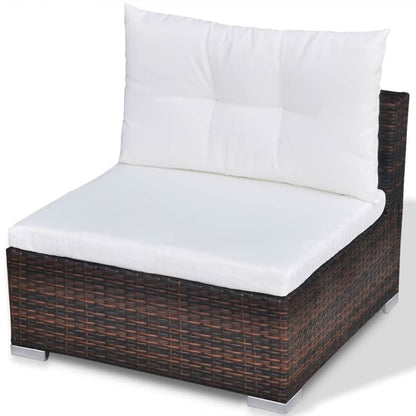 Set Divani da Giardino 10 pz con Cuscini in Polyrattan Marrone - homemem39